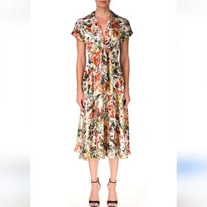 Badgley Mischka Sunset Red and Olive Floral Dress - Size 10
